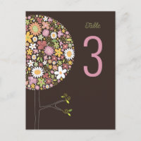Spring Flowers Chic Blooming Pop Tree Table Number