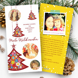 Spring Flowers Christmas Tree Ornaments 3 Photo Holiday Card