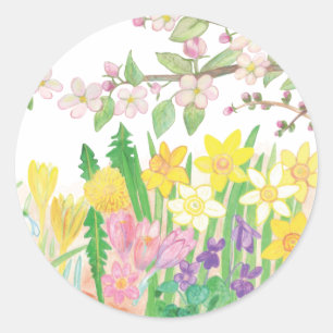 Spring Flowers Classic Round Sticker