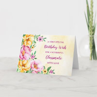 Spring Flowers Classmate Birthday Card
