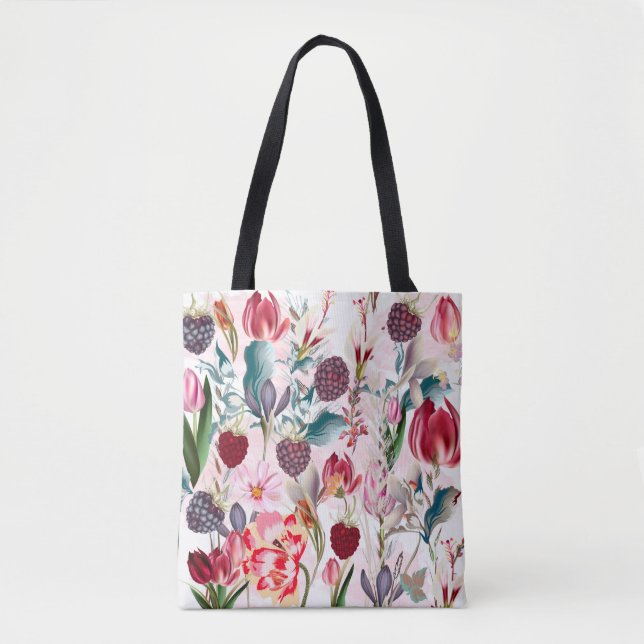 Spring Flowers Colourful Floral Pattern Tote Bag (Front)