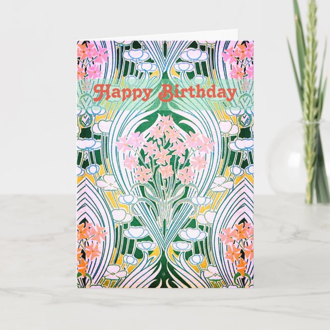 Spring Flowers Colourful Happy Birthday Card (Front)