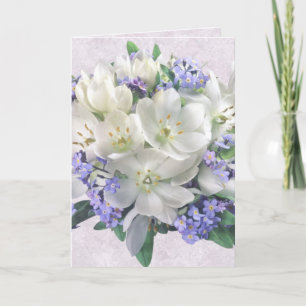 Spring flowers. Crocuses and Forget-me-not Card
