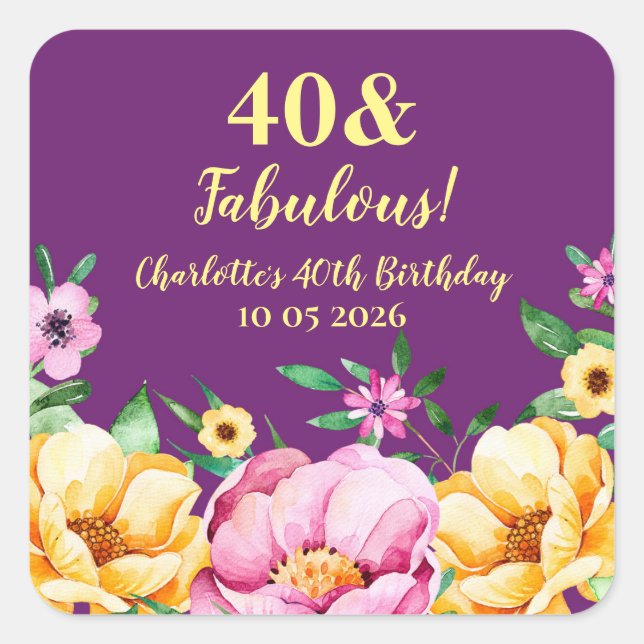 Spring Flowers Custom Birthday Favour Tag (Front)