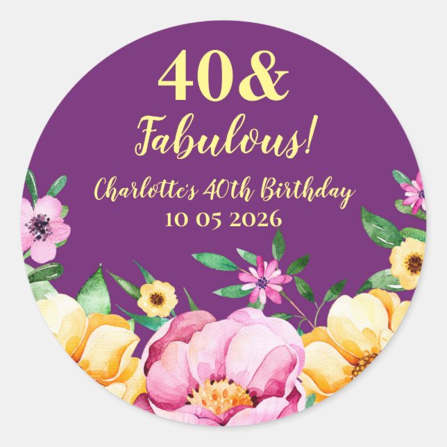 Spring Flowers Custom Birthday Favour Tag (Front)