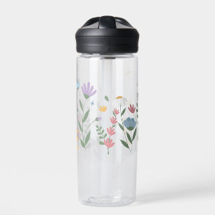 Spring Flowers Cute Floral Botanical Pattern Water Bottle