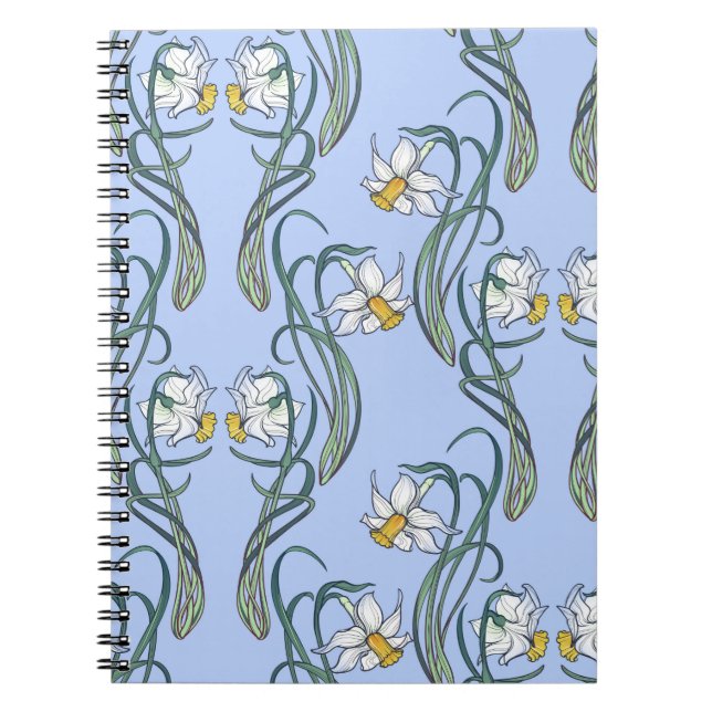 Spring flowers. Daffodil flowers interlaced into a Notebook (Front)