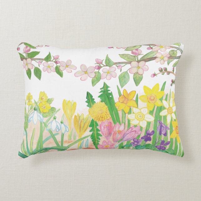 Spring Flowers  Decorative Cushion (Front)