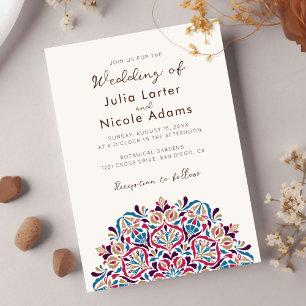 Spring Flowers Delight Mandala Wedding Invitation