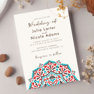 Spring Flowers Delight Mandala Wedding Invitation