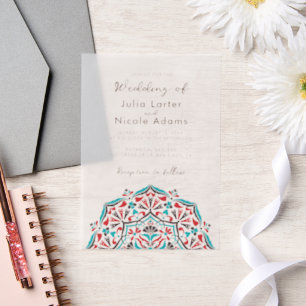 Spring Flowers Delight Mandala Wedding Vellum Invitations