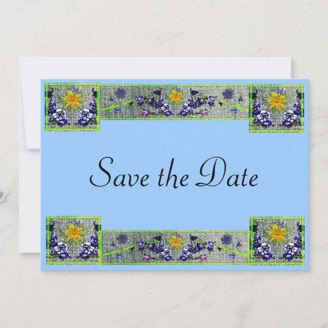 Spring Flowers Denim Save The Date (Front)