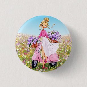 Spring Flowers Design Button