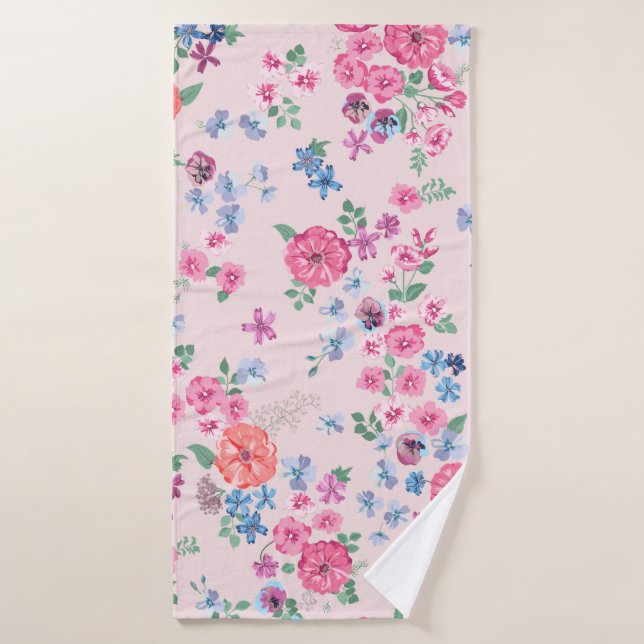Spring flowers design. Seamless floral pattern. Pl Bath Towel (Bath Towel)