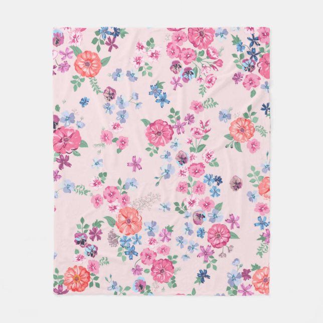 Spring flowers design. Seamless floral pattern. Pl Fleece Blanket (Front)