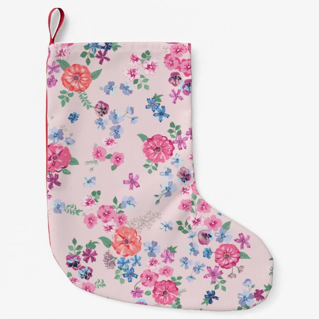 Spring flowers design. Seamless floral pattern. Pl Small Christmas Stocking (Front)