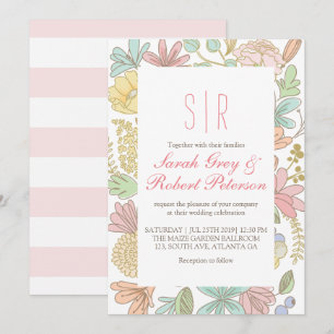 Spring Flowers Doodle Chic Wedding Invitation