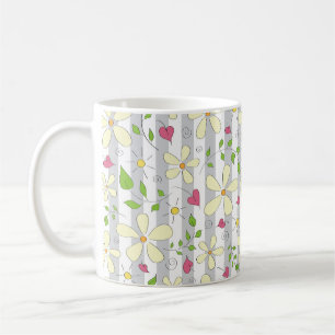 Spring flowers doodles kids drawing coffee mug