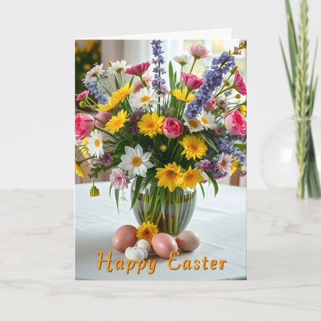 Spring Flowers Easter Card (Front)