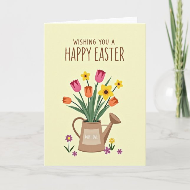Spring Flowers Easter Wishes Card (Front)