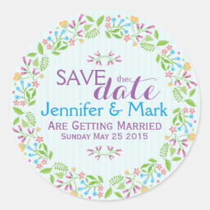 Spring Flowers Easter Wreath Save The Date Classic Round Sticker