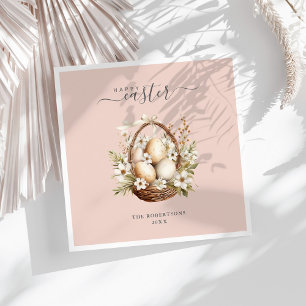 Spring Flowers Eggs Pastel Happy Easter Napkin