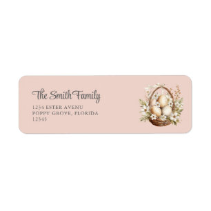 Spring Flowers Eggs Pastel Pink Return Address