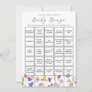 Spring Flowers Find the Guest Baby Bingo Game Card