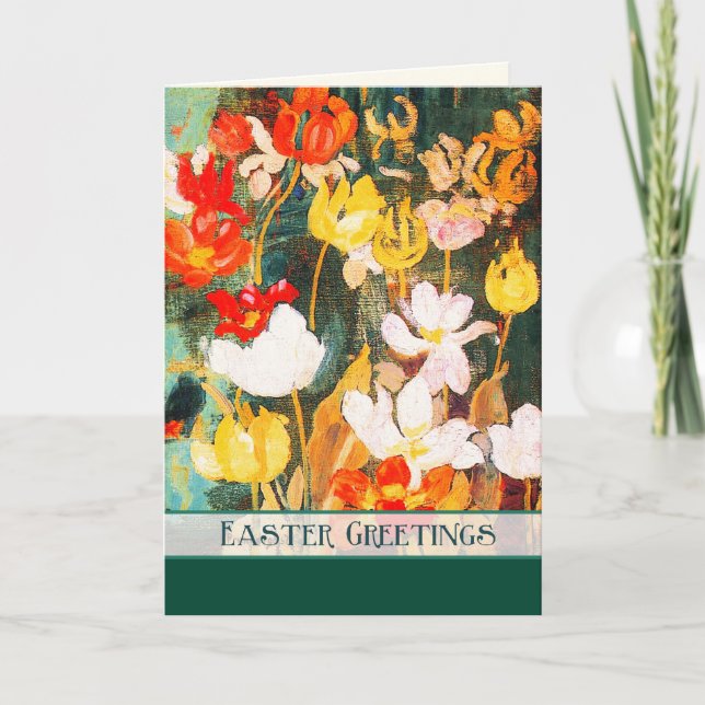 Spring Flowers Fine Art Custom Easter  Holiday Card (Front)