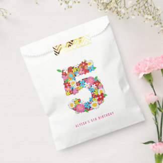 Spring Flowers Five 5th Birthday Party Favour Bag