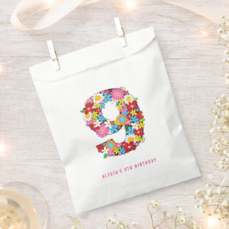 Spring Flowers Five 9th Birthday Party Favour Bag