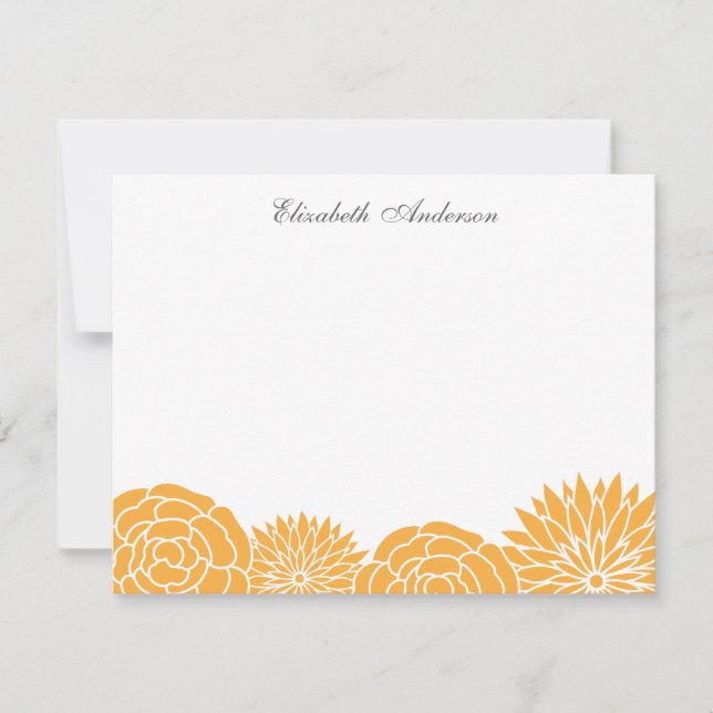 Spring Flowers Flat Thank You Notes {orange} Invitation (Front)