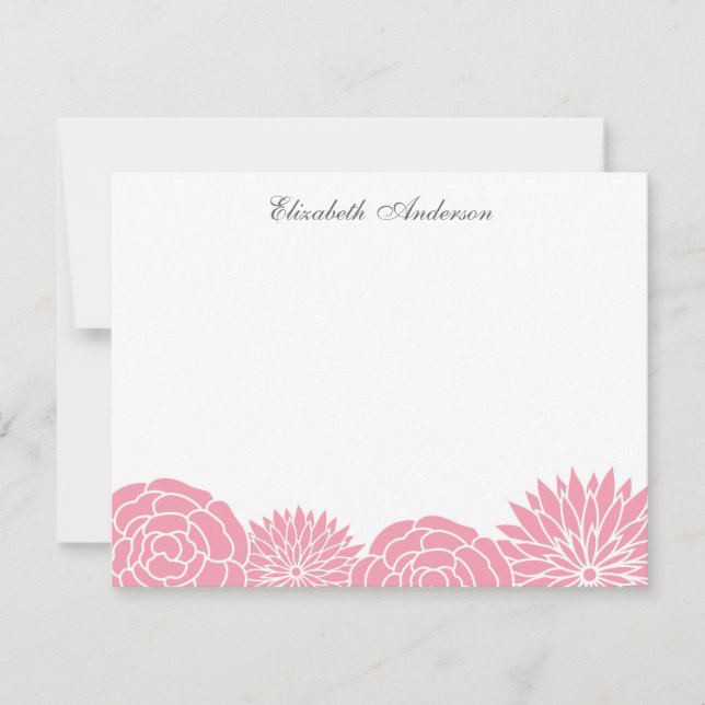 Spring Flowers Flat Thank You Notes {pink} Invitation (Front)
