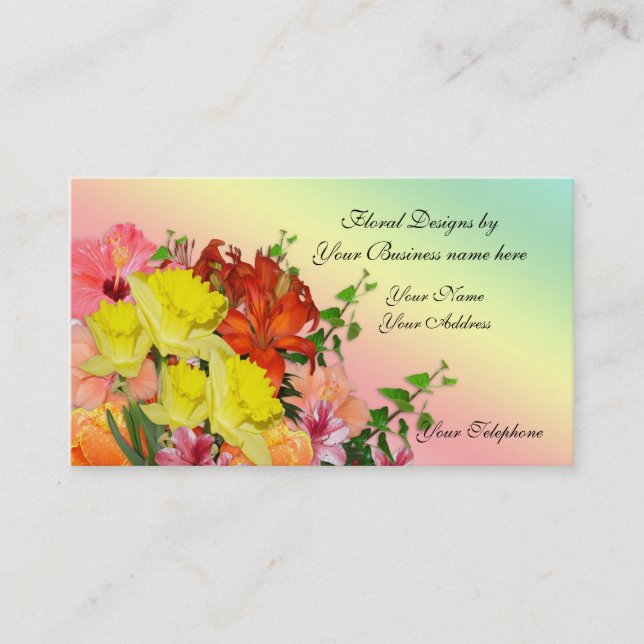 Spring flowers Floral designer  Business card (Front)