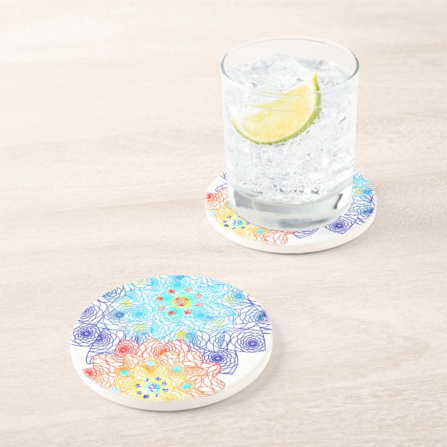 Spring Flowers Floral Illustration Coaster (Side)