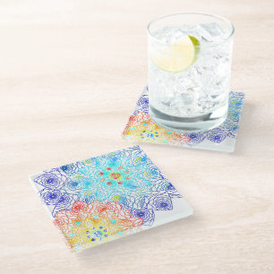 Spring Flowers Floral Illustration Glass Coaster