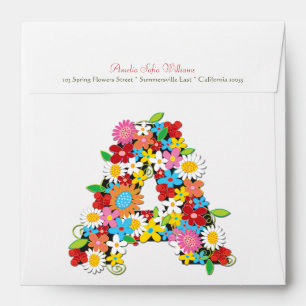 Spring Flowers Floral Monogram Alphabet Envelope