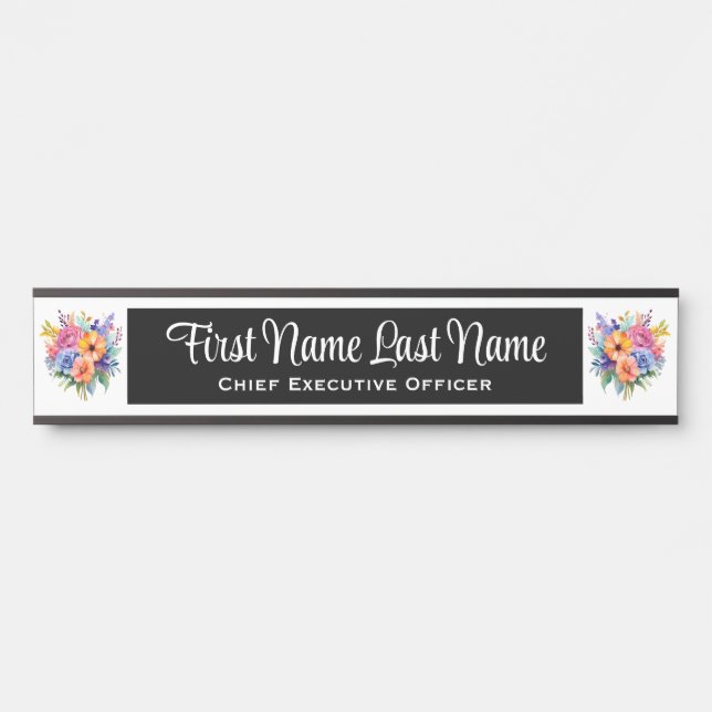 Spring Flowers Floral Office Door Sign Name Plate (Front)