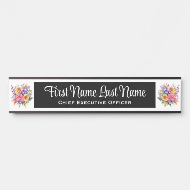 Spring Flowers Floral Office Door Sign Name Plate (Front)