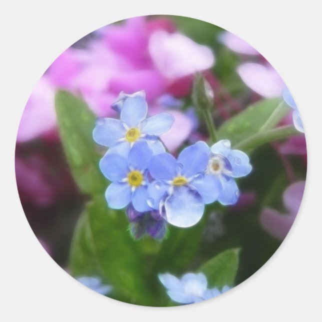 Spring Flowers - Forget Me Nots And Redbuds Classic Round Sticker (Front)
