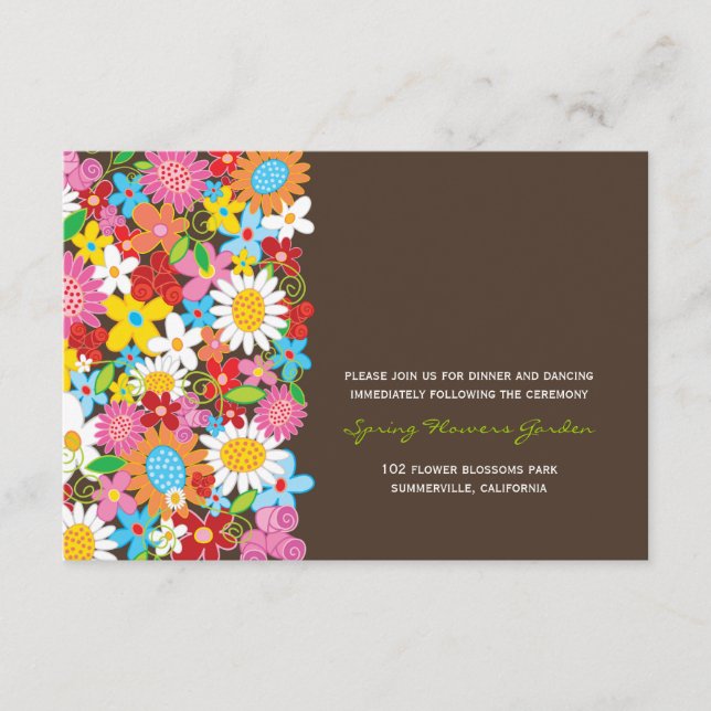 Spring Flowers Garden Chic Wedding Reception Card (Front)