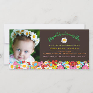 Spring Flowers Garden Girl Birthday Photo Card