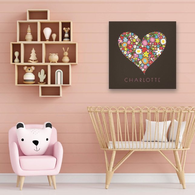 Spring Flowers Garden Love Heart Nursery Wall Art (Whimsical Spring Flowers Garden Love Heart Girl's Nursery Room Wall Art @ fat_fa_tin)
