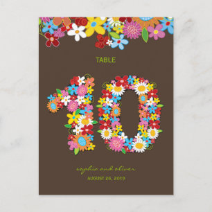 Spring Flowers Garden Wedding Party Table Number Postcard