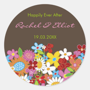 Spring Flowers Garden Whimsical Wedding Sticker