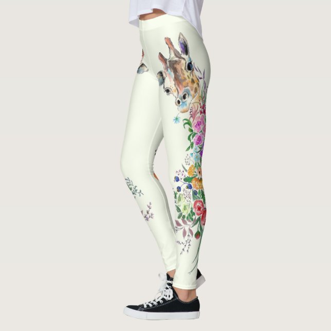 Spring Flowers Giraffe Leggings - Custom Colours (Left)