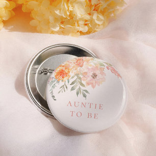 Spring Flowers Girl Baby Shower Auntie To Be 6 Cm Round Badge