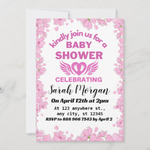 Spring Flowers Girl Baby Shower Invitation
