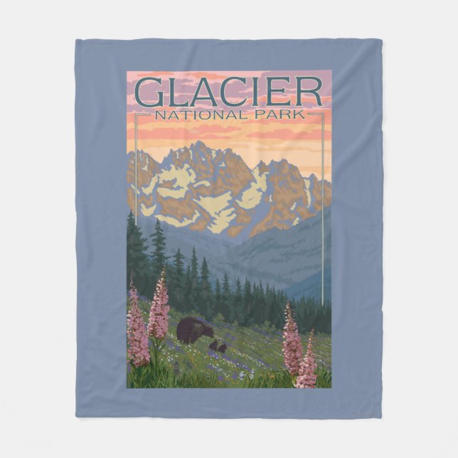 Spring Flowers - Glacier National Park, MT Fleece Blanket (Front)