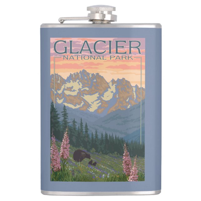 Spring Flowers - Glacier National Park, MT Hip Flask (Front)